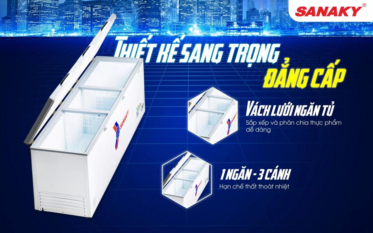 Ba cánh kính cường lực Tủ Đông Sanaky VH-1199HYK