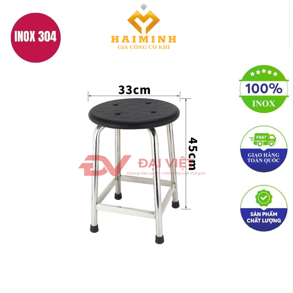 ghe don inox boc nhua 33x45cm