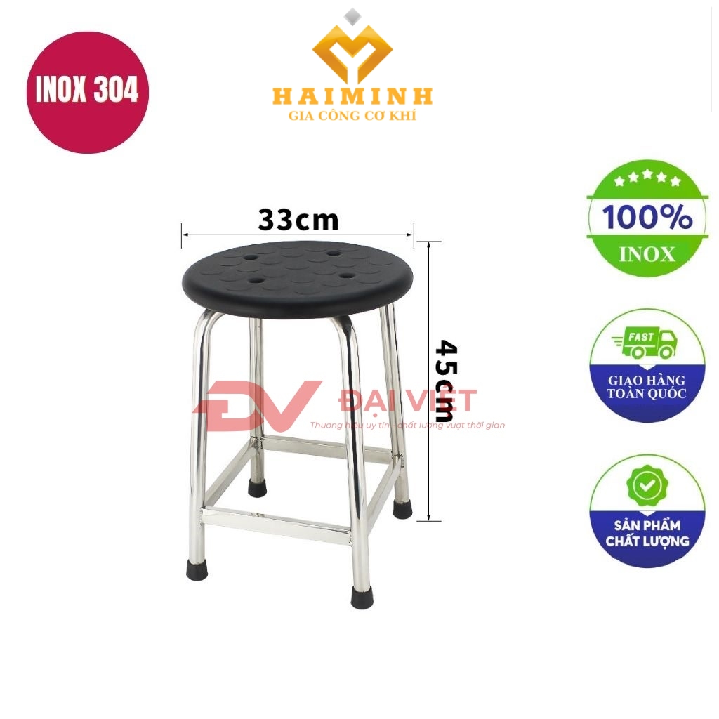 ghe don inox boc nhua 33x65cm
