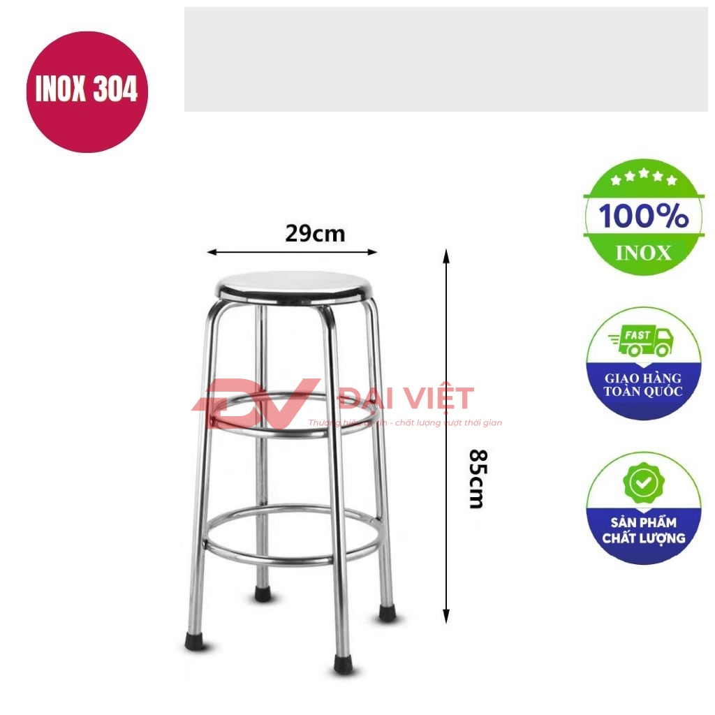 ghe inox cao 29x85cm