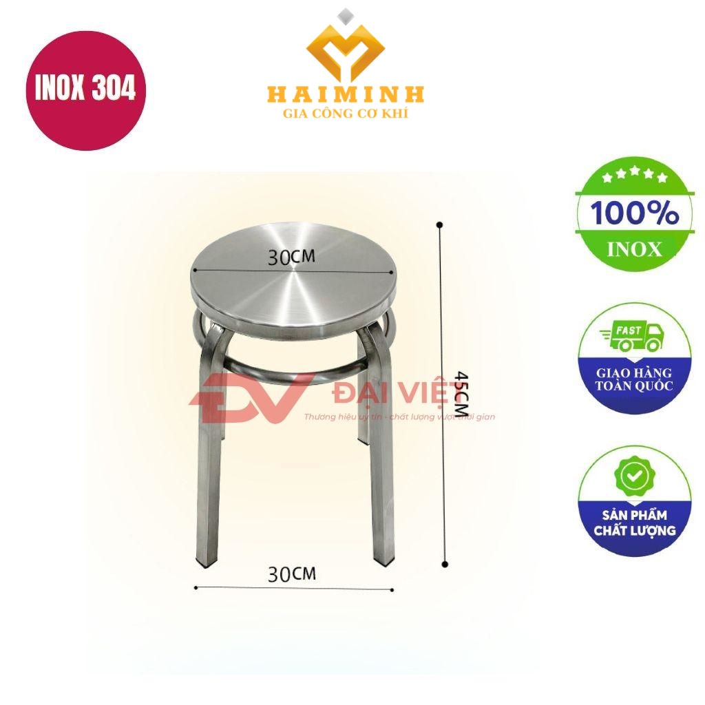 ghế inox tròn 30x45cm