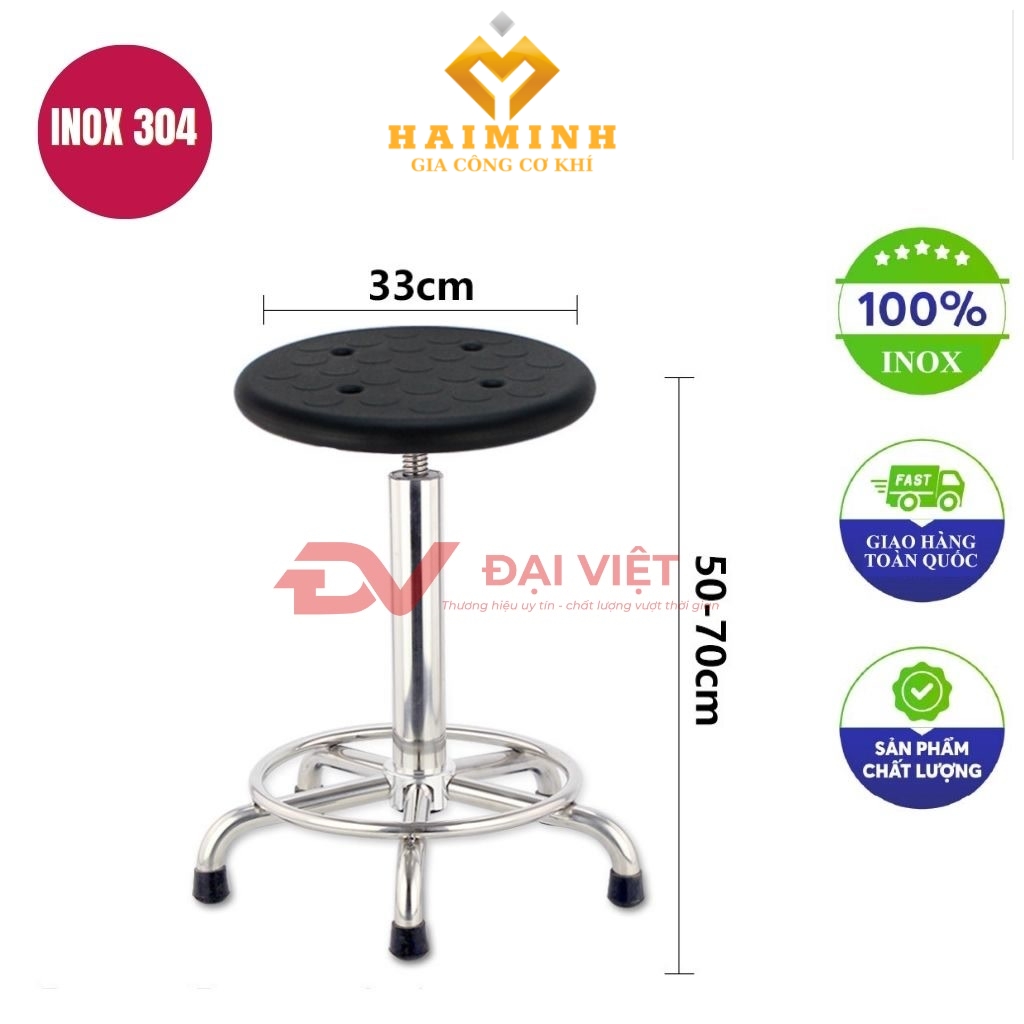 ghe xoay inox boc nhua 33x70cm