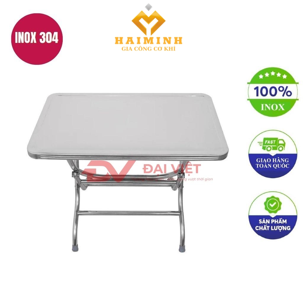 bàn inox vuông xếp gọn 1200x500mm trong không gian nhà bếp hiện đại