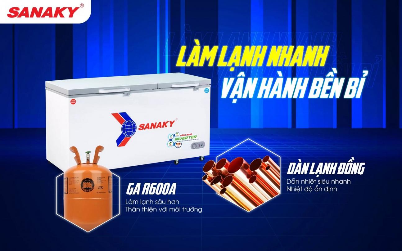 Thiết kế 2 ngăn riêng biệt của tủ đông mát inverter Sanaky VH-6699W4K