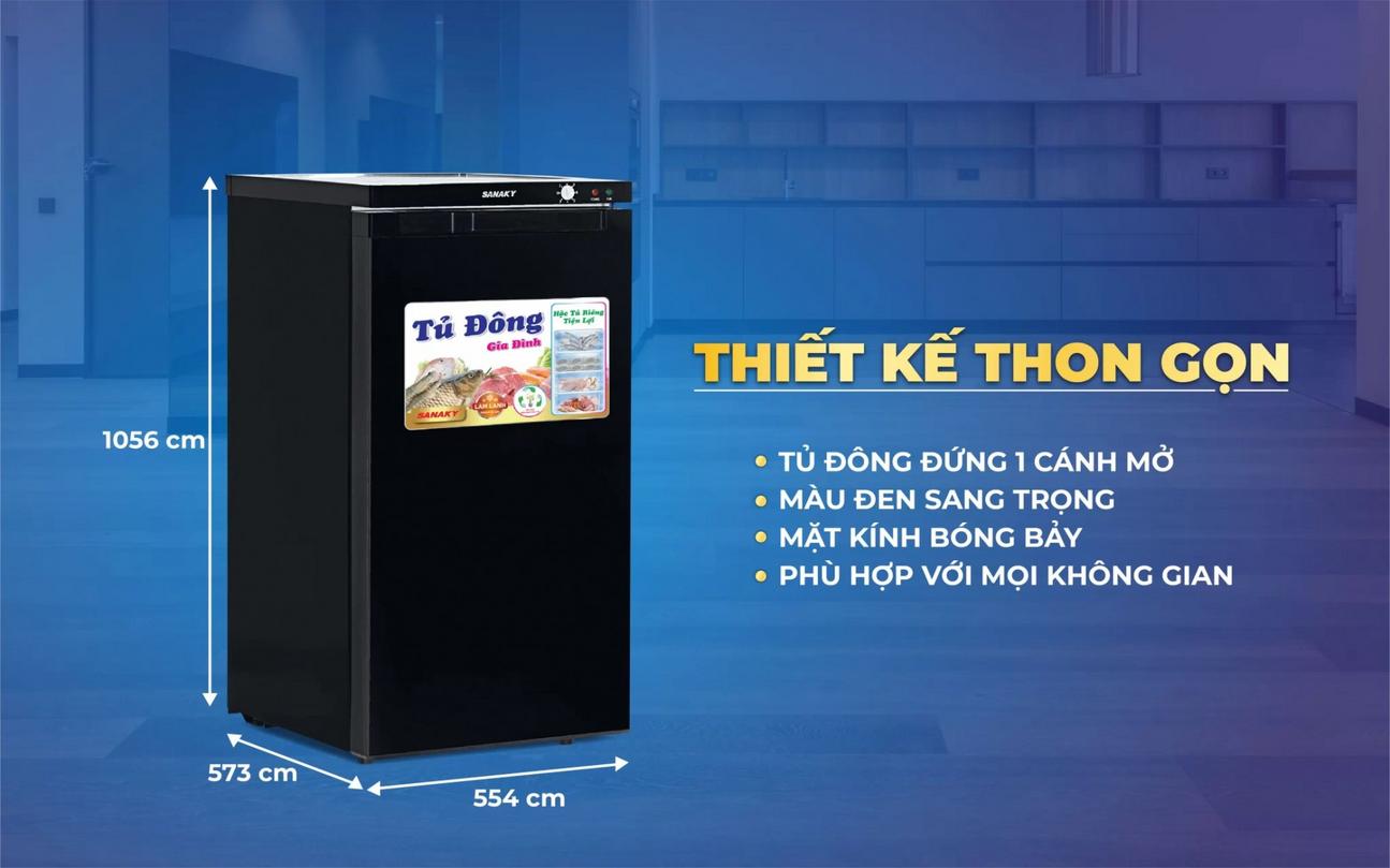 Kích thước nhỏ gọn Tủ Đông Đứng Sanaky VH-160K
