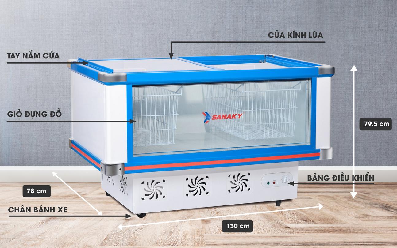 Tủ Mát 2 cánh lùa Nằm Sanaky VH-299K dàn Đồng 278 lít