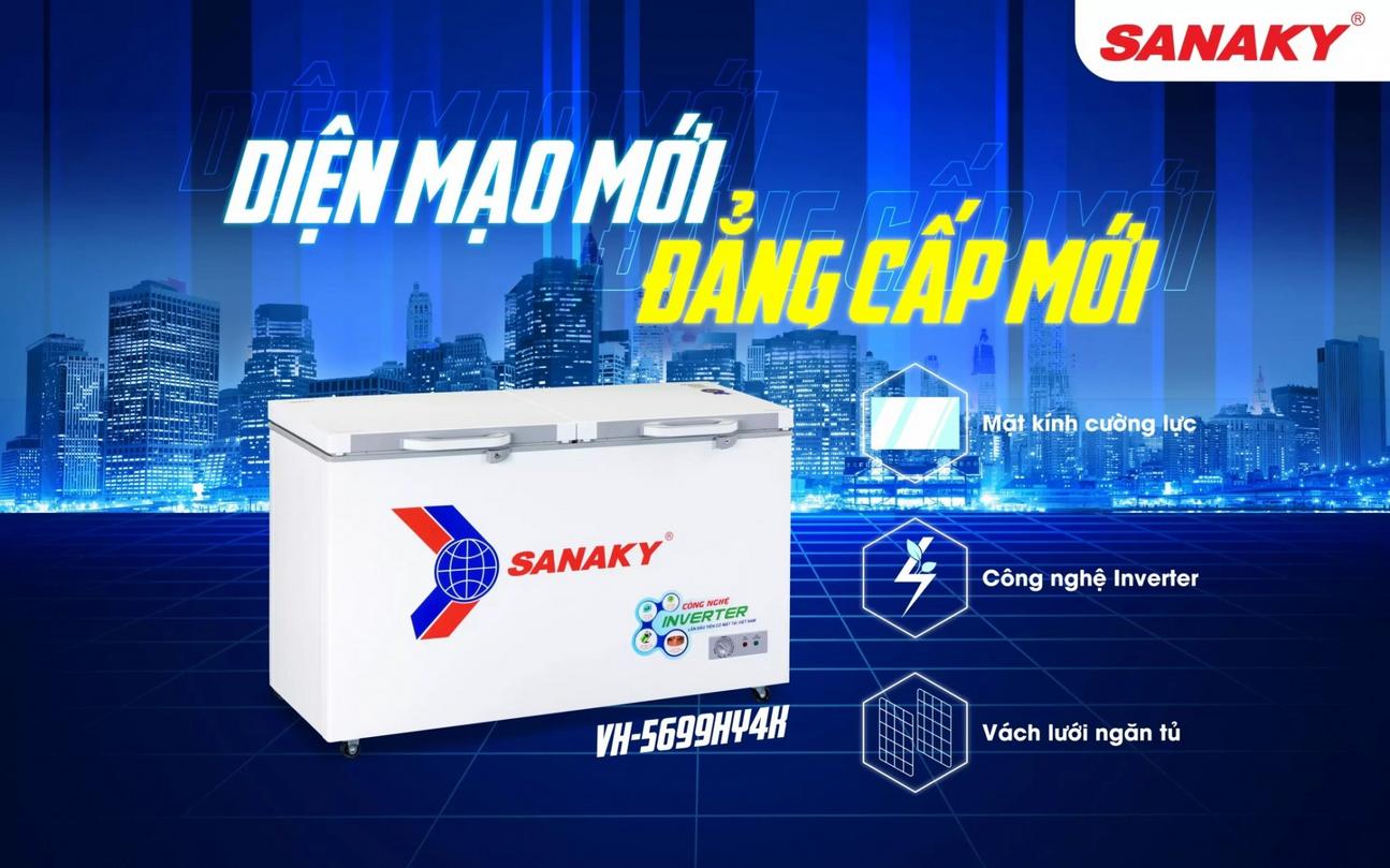 Cửa kính cường lực tủ đông Sanaky VH-5699HY4K