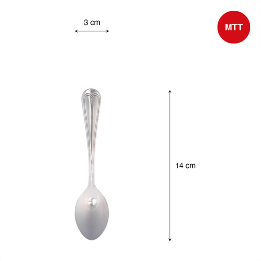 Muỗng Bột / Trà tim – Cái inox trên bàn gỗ