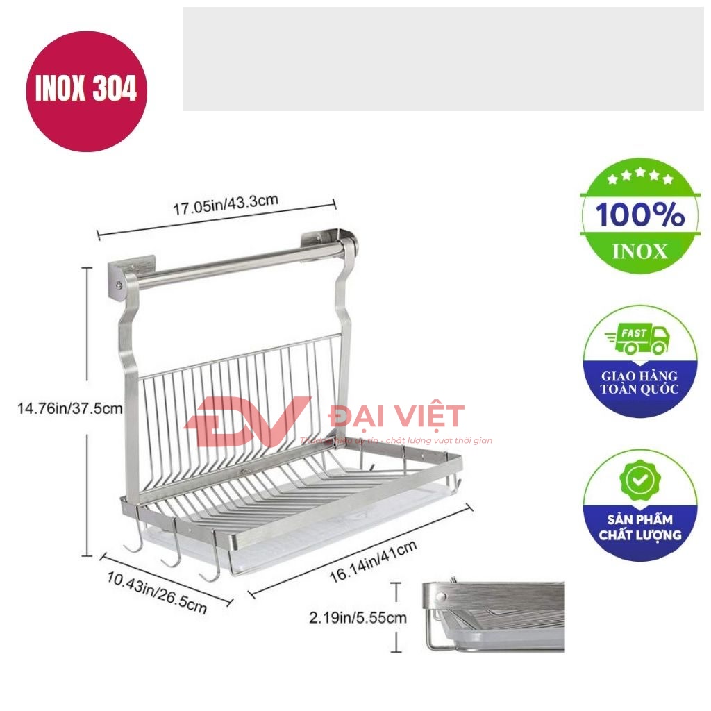 ke de chen inox treo tuong 43x26x37cm