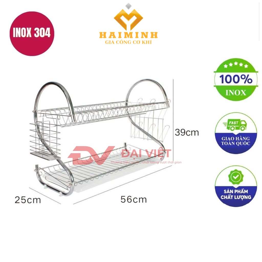 ke inox 2 tang co chan 56x25x39cm