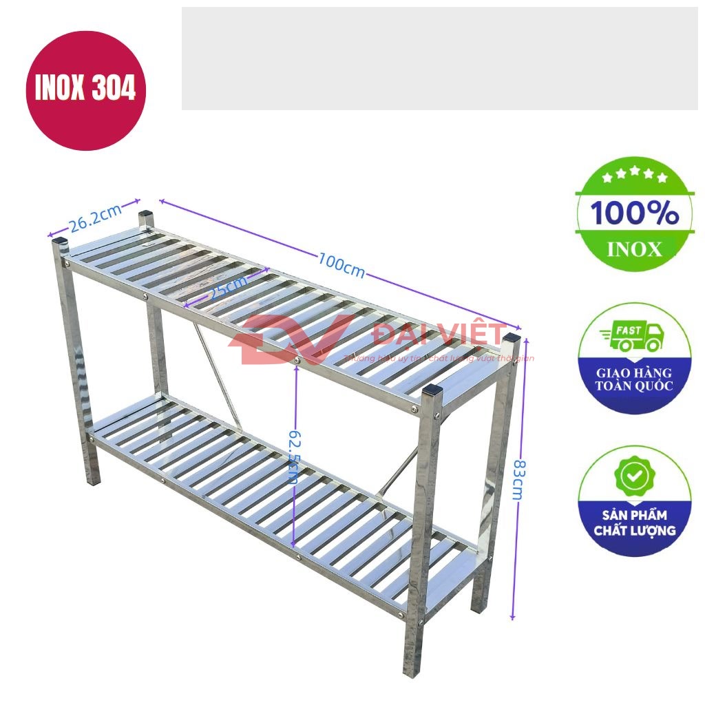 ke inox 2 tang thanh nan 1000x260x630mm