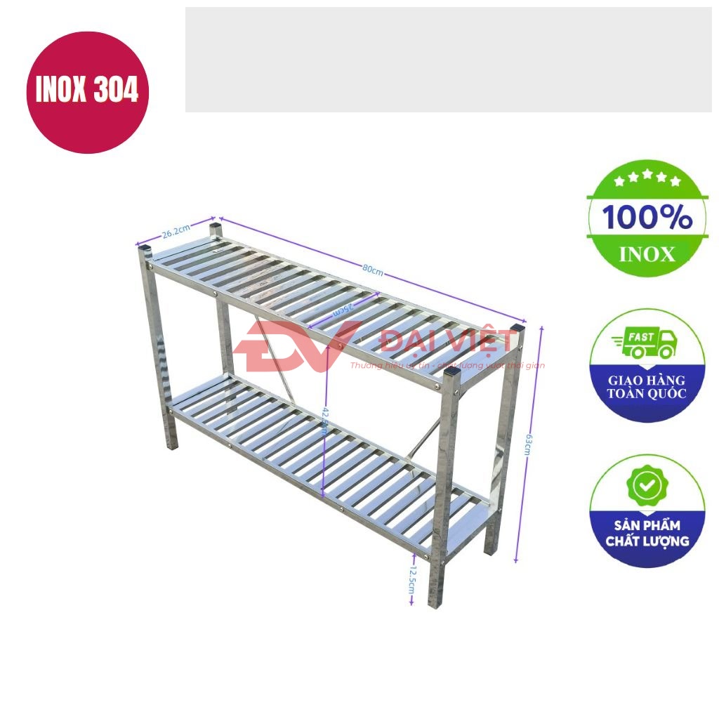 ke inox 2 tang thanh nan 800x260x630mm