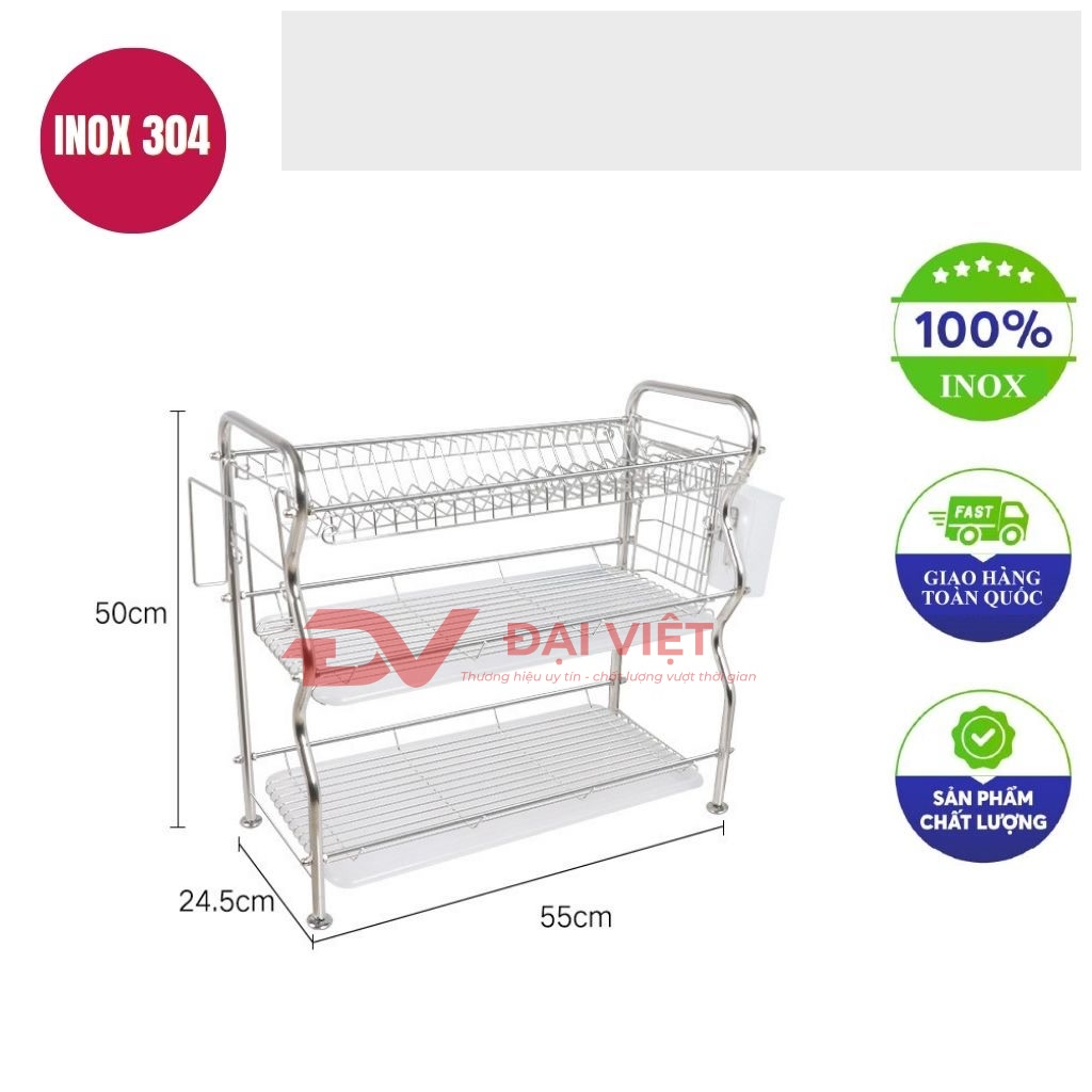 ke ong inox 3 tang 55x25x50cm