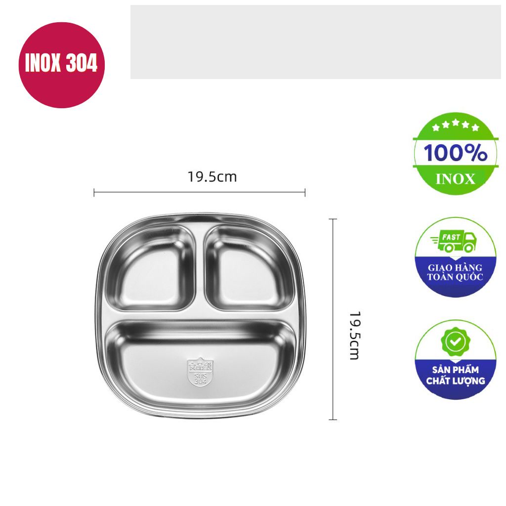 khay an com inox 3 ngan
