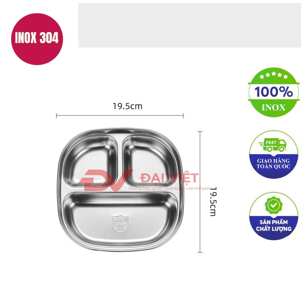 khay an com inox 3 ngan 195x195x4cm