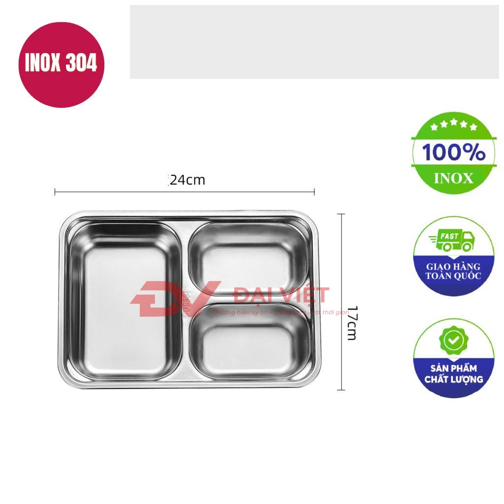 khay an com inox 3 ngan 24x17x4cm