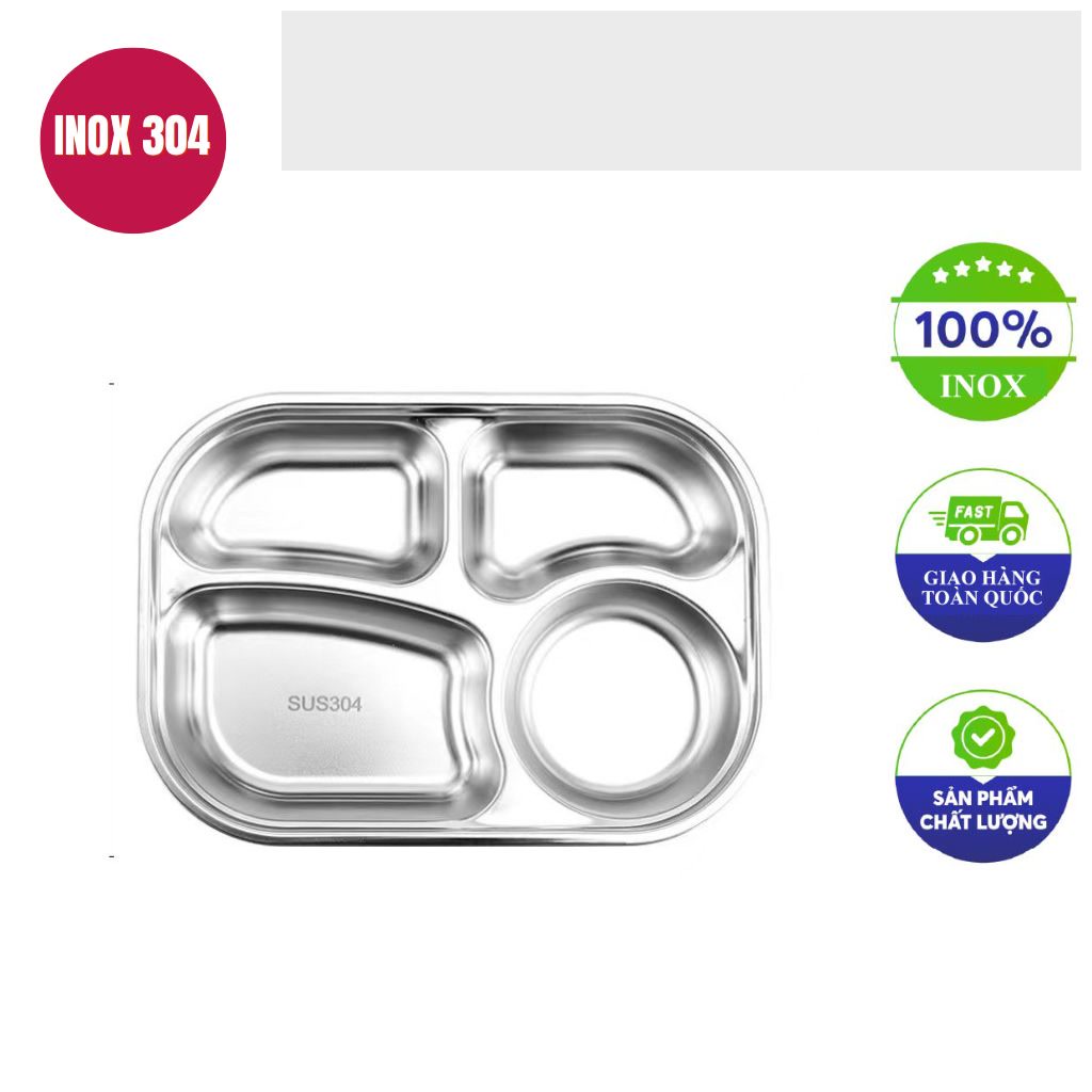 khay com inox 201 4 ngan sau 28x22x4cm