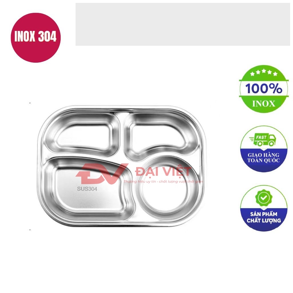khay com inox 4 ngan 28x22x42cm