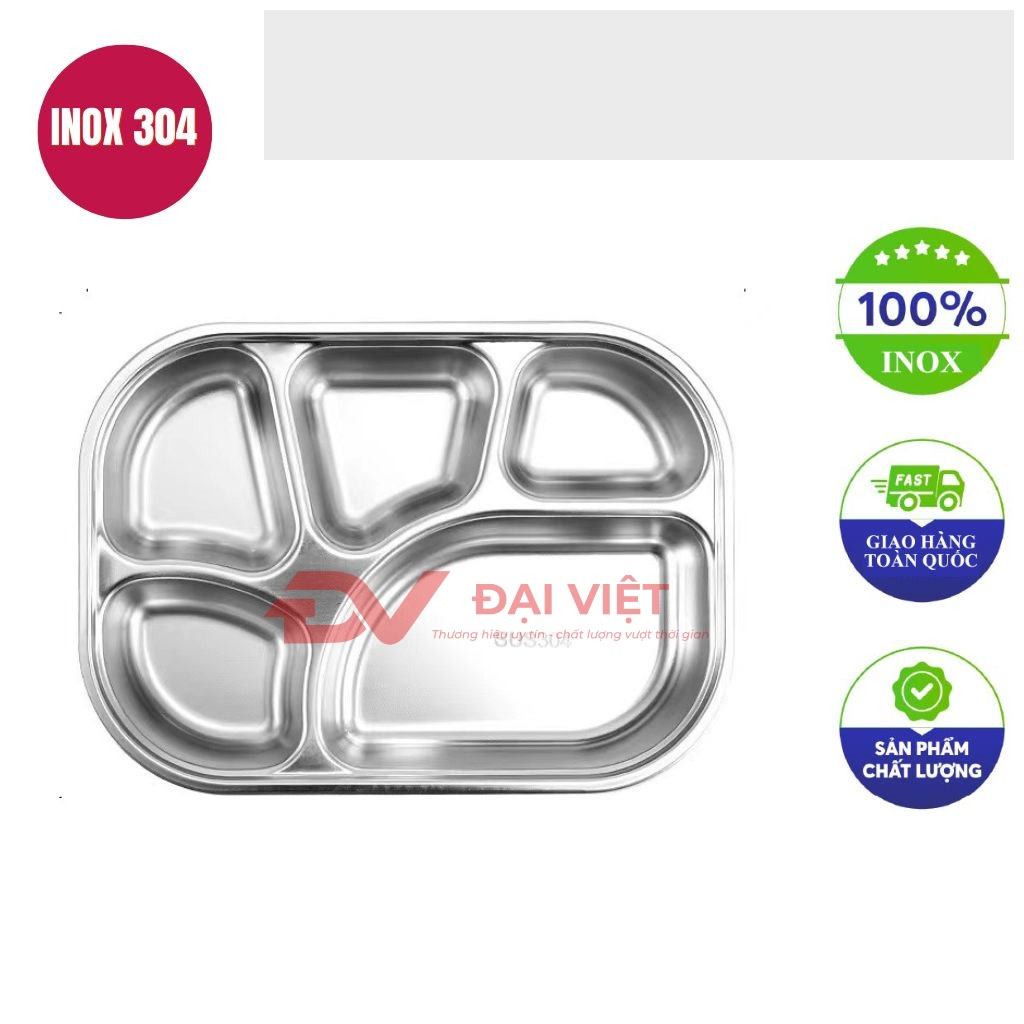 khay com inox 5 ngan