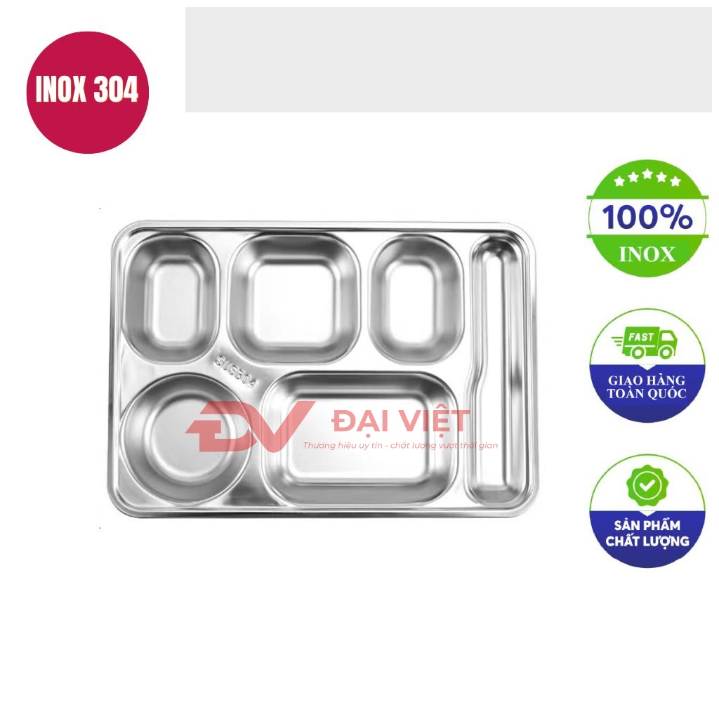 khay com inox 6 ngan 395x295x2cm