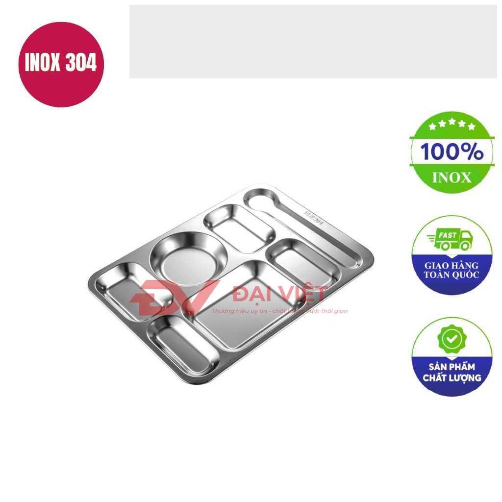 khay com inox 7 ngan 38x27x23cm