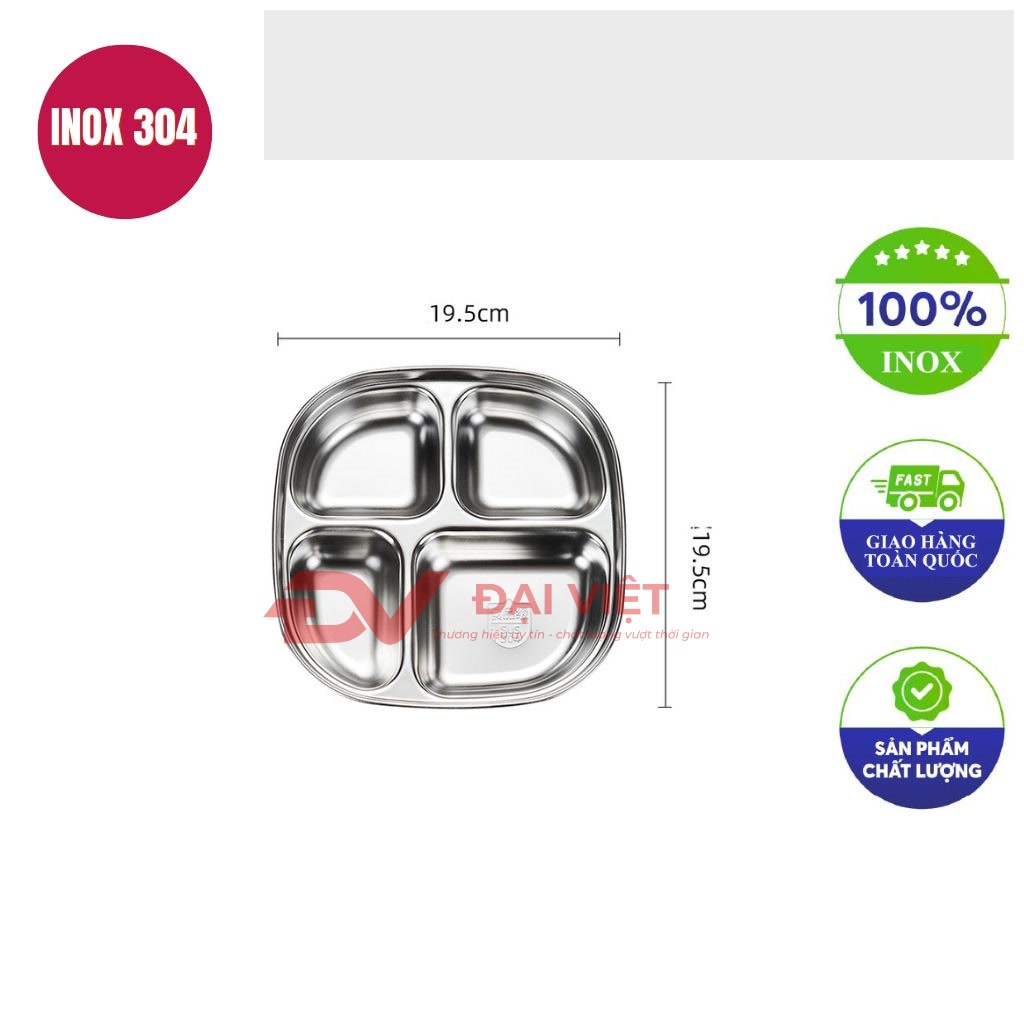 khay dung com inox 4 ngan 195x195x4cm
