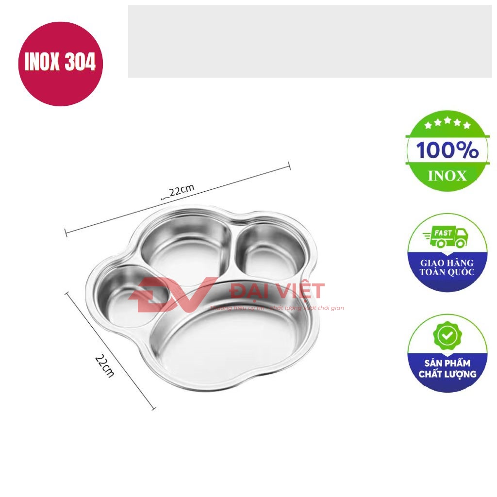 khay dung com inox 4 ngan 22x22x35cm