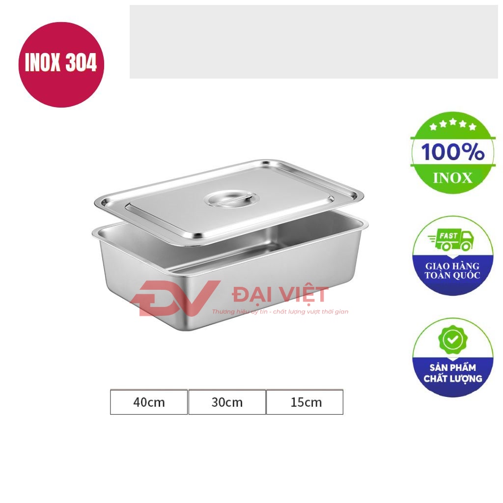 khay inox co nap day 40x30x15cm