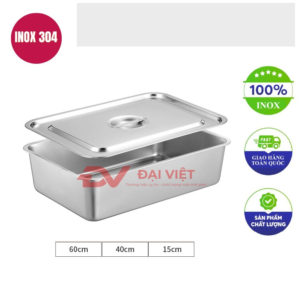 khay inox co nap day 60x40x15cm