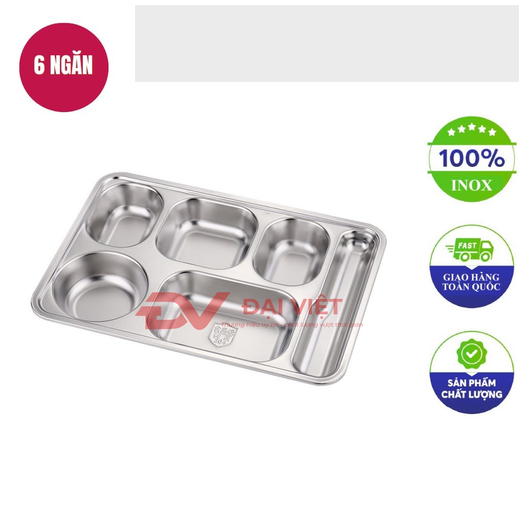khay inox dung thuc an 6 ngan 335x23x4cm