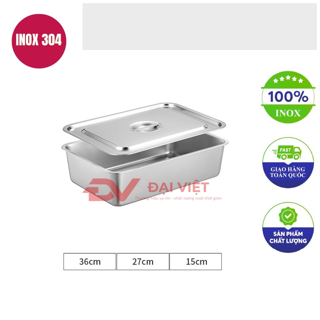 khay inox dung thuc an co nap 36x27x15cm