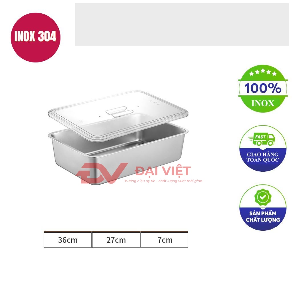 khay inox dung thuc an co nap 36x27x7cm