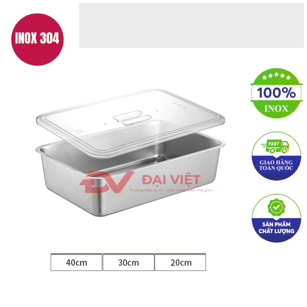 khay inox dung thuc an co nap 40x30x20cm