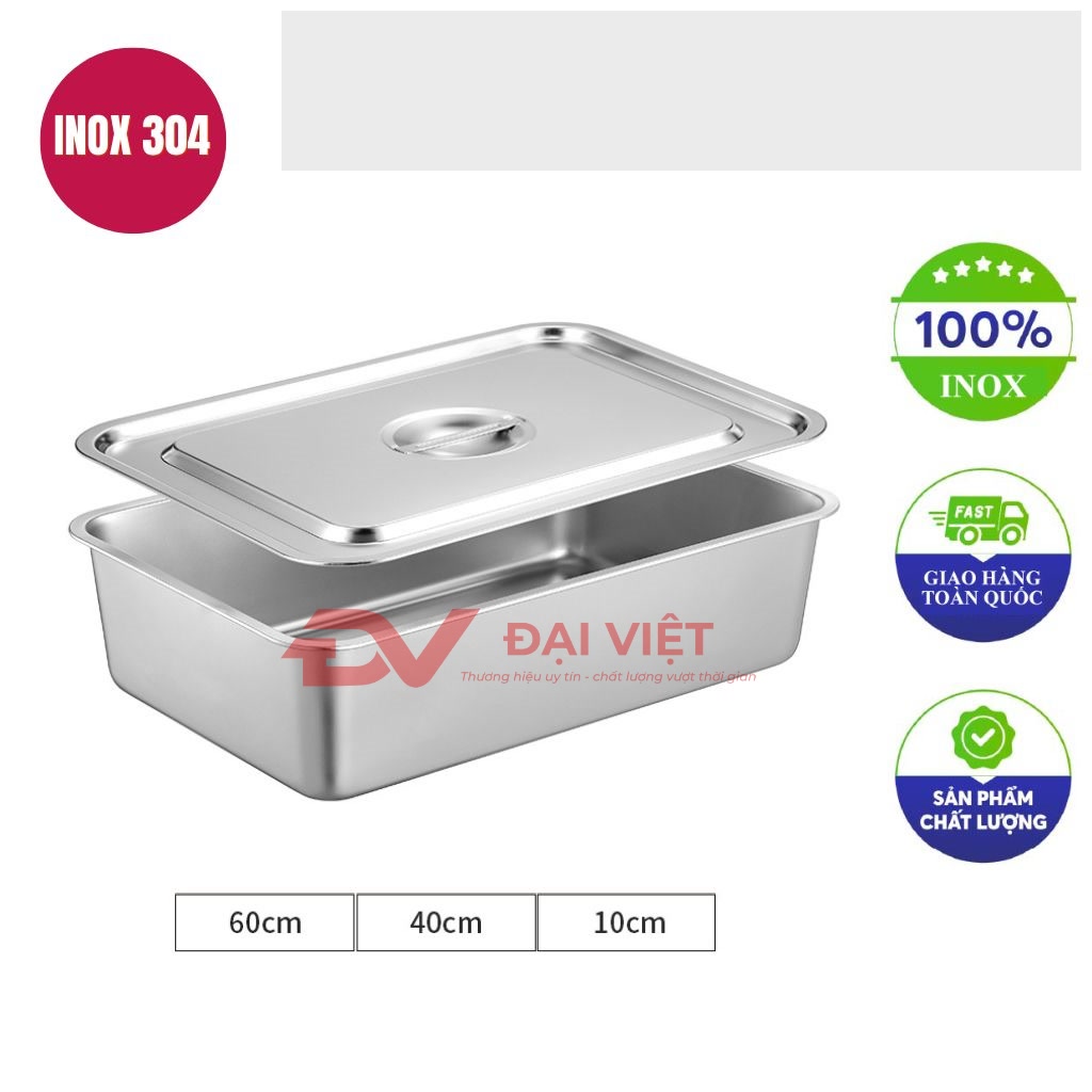 khay inox dung thuc an co nap 60x40x10cm