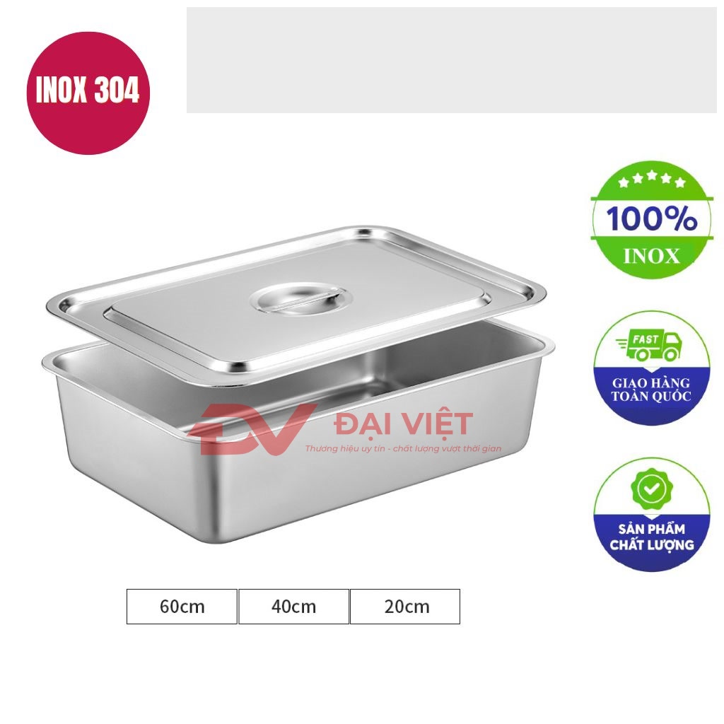 khay inox dung thuc an co nap 60x40x20cm