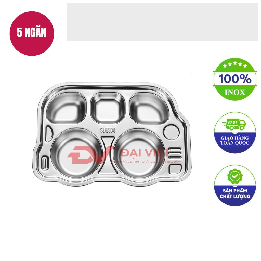 khay inox dung thuc pham inox 5 ngan 27x185x4cm