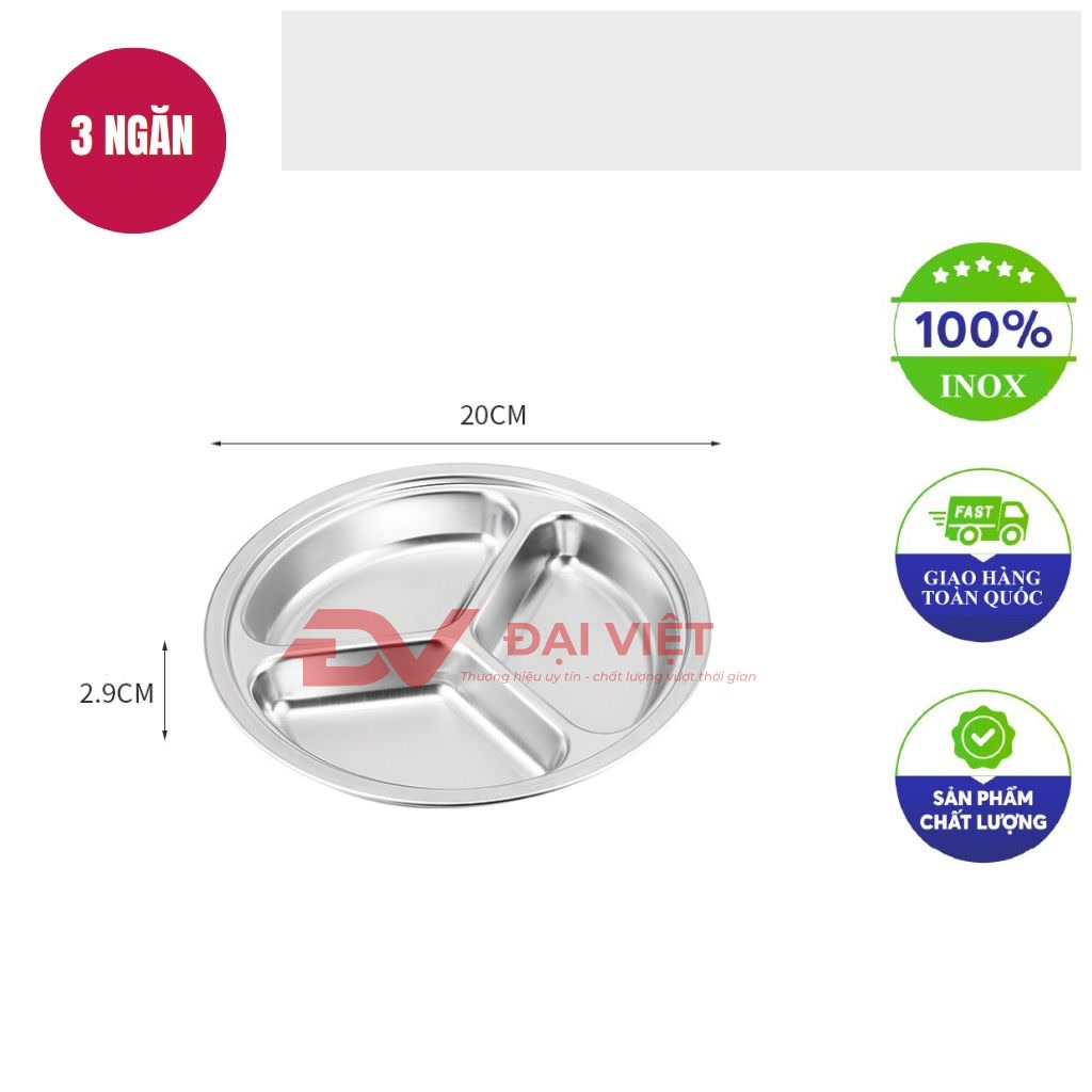 khay inox tron 3 ngan 20x29cm