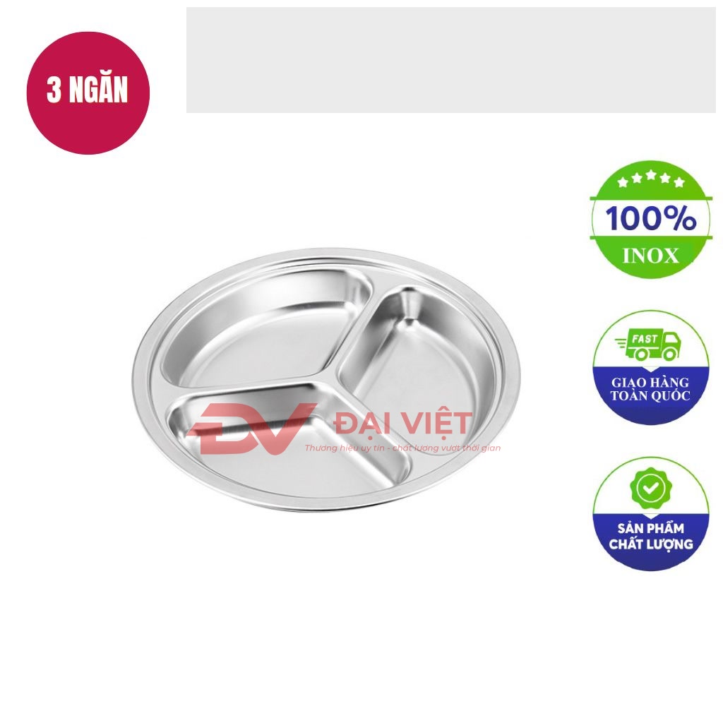 khay inox tron 3 ngan 21x2cm