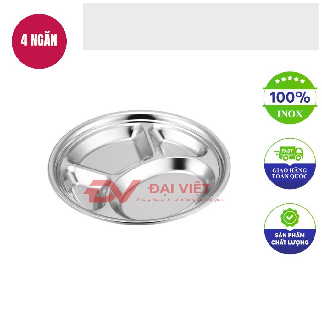 khay inox tron 4 ngan 24x3cm