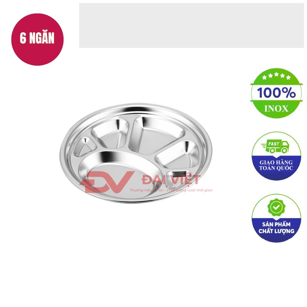 khay inox tron 6 ngan 28x3cm