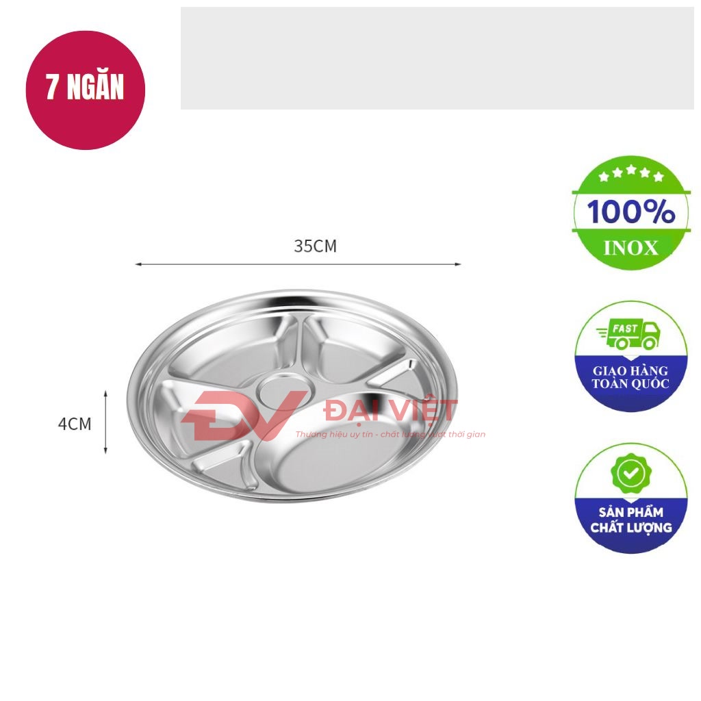 khay inox tron 7 ngan 35x4cm