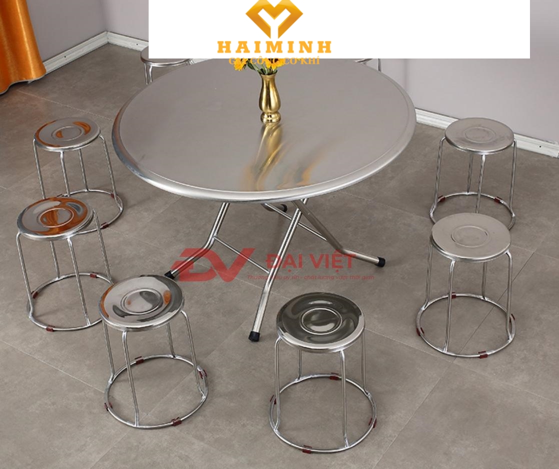 Mặt bàn inox tròn dày sáng bóng bề mặt mịn màng