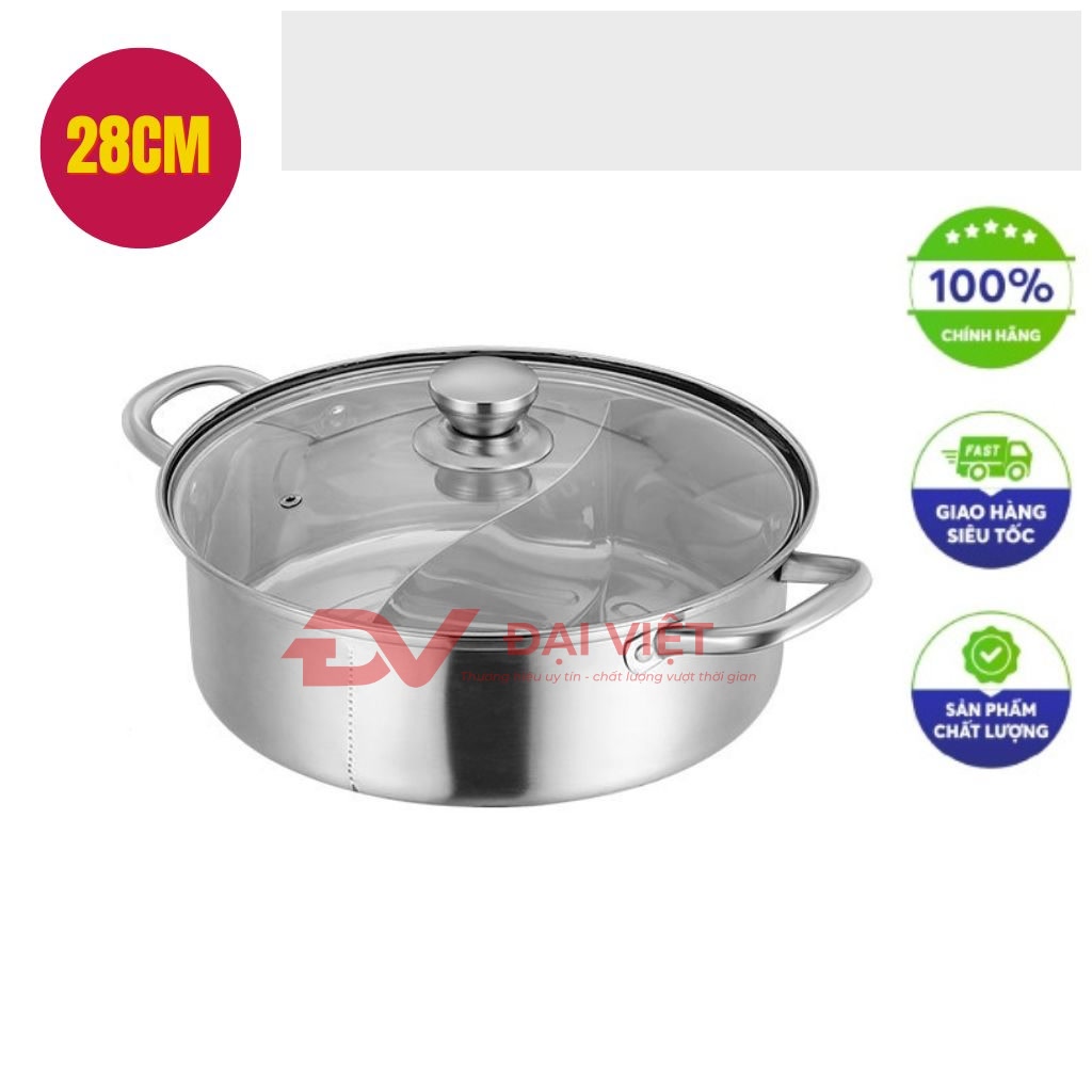noi lau inox 2 ngan 28cm