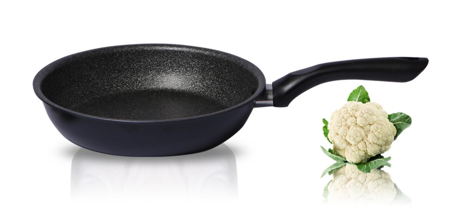 product photo of ramos stone pattern non stick frying pan with black surface and aluminum handle