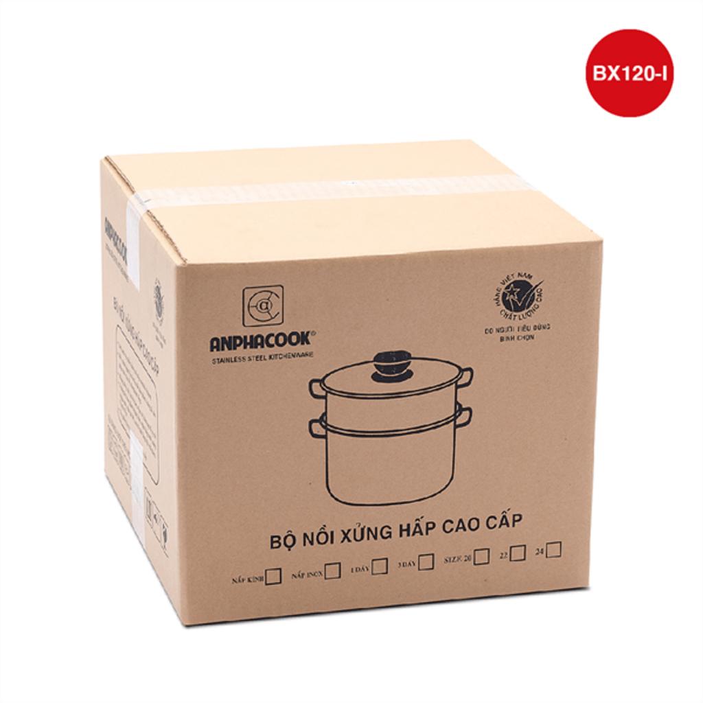 Quy trình sử dụng bộ xửng hấp inox 1 đáy 20 – nắp inox