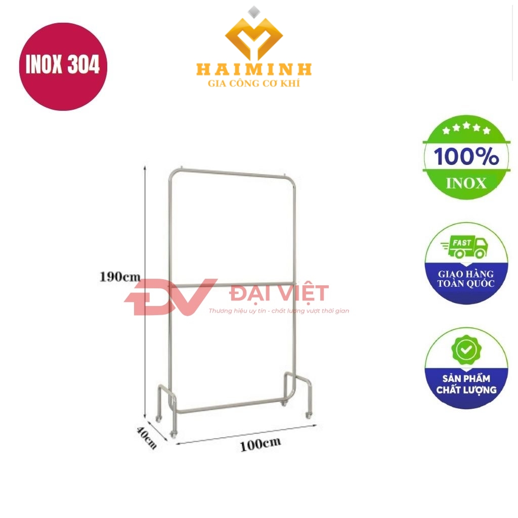 sao treo quan ao inox 100x40x190cm