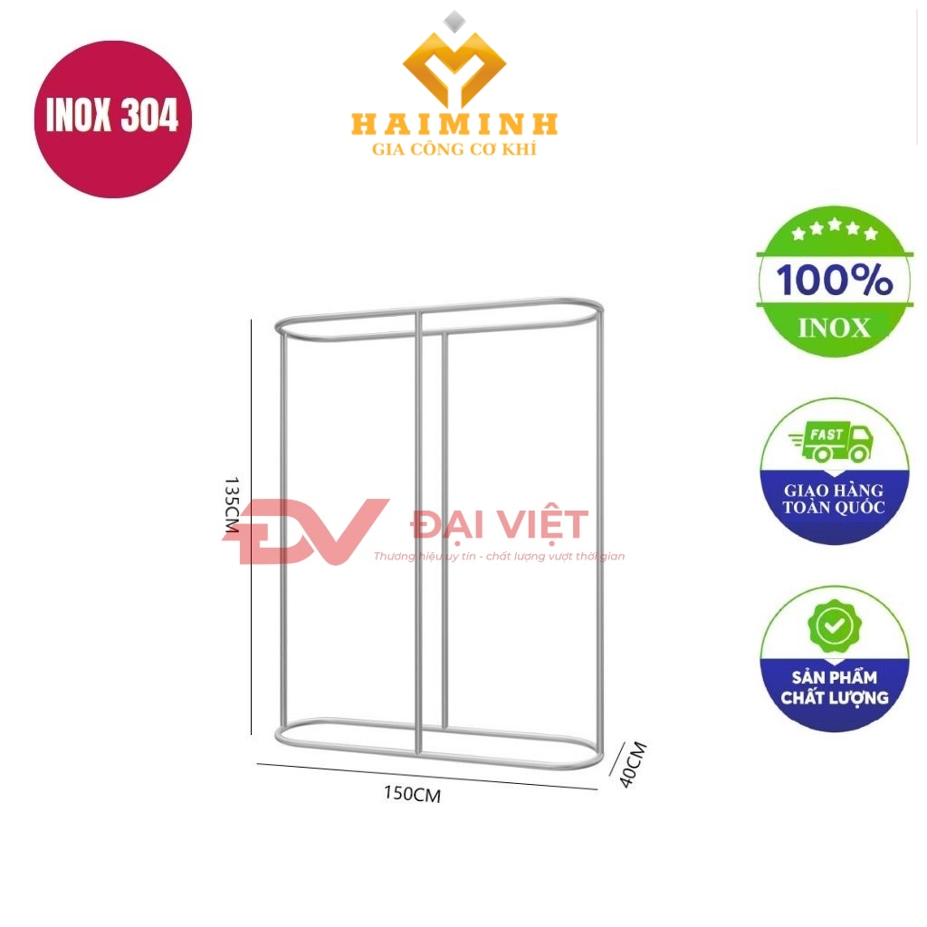 sao treo quan ao inox 150x40x135cm