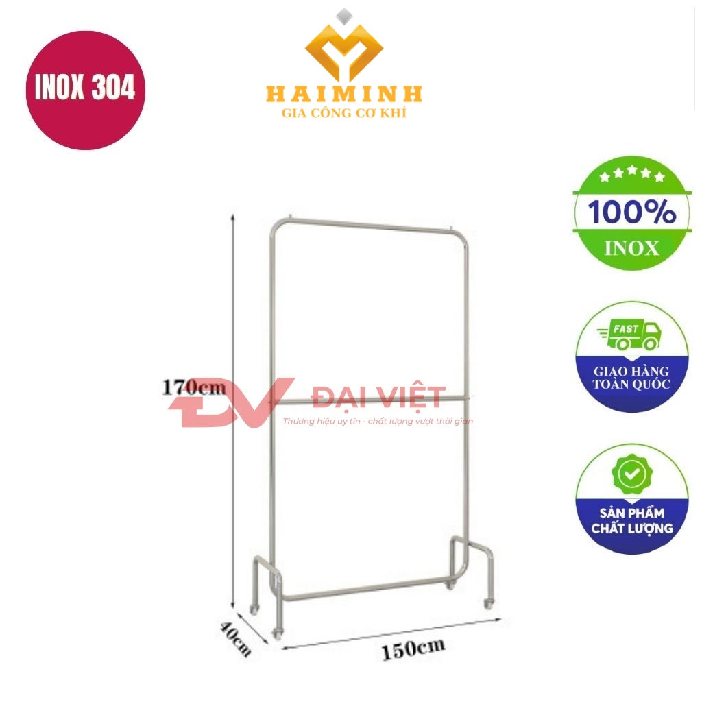 sao treo quan ao inox 150x40x170cm