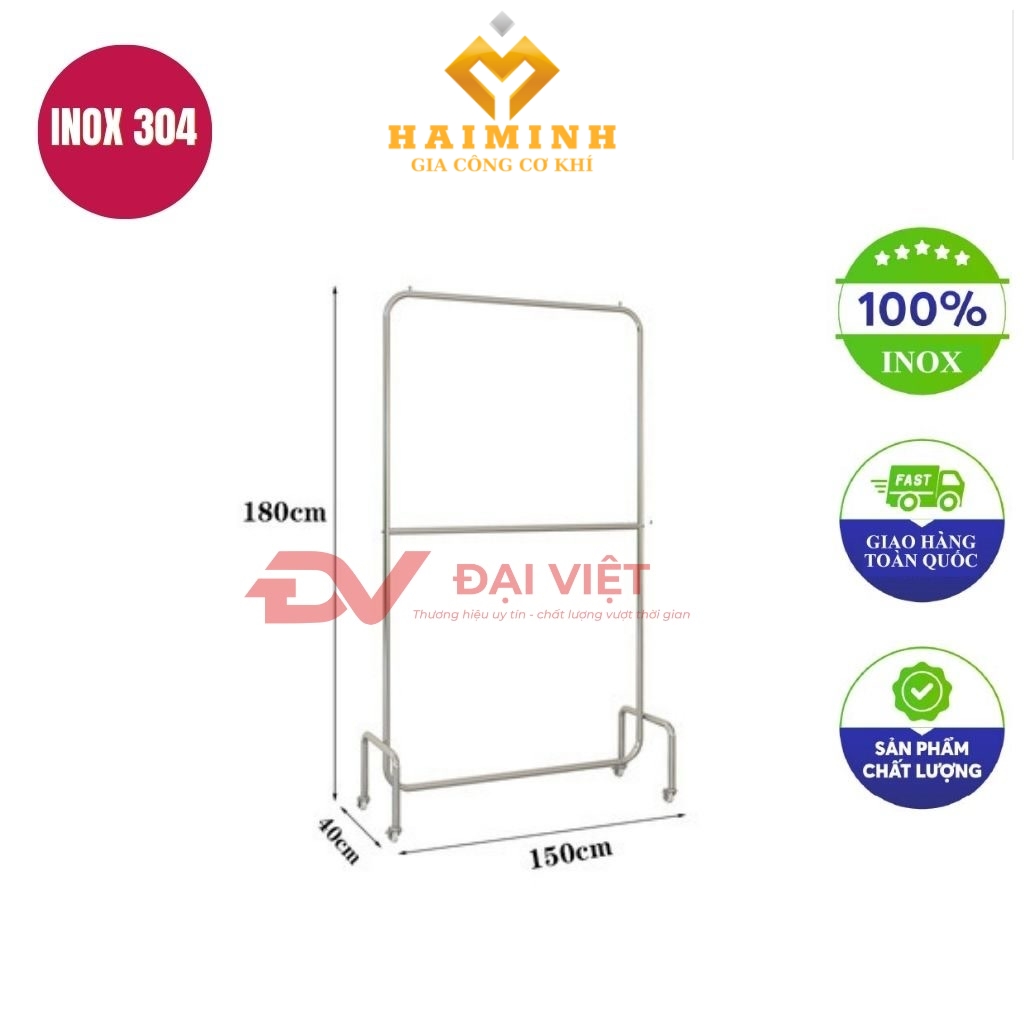 sao treo quan ao inox 150x40x180cm