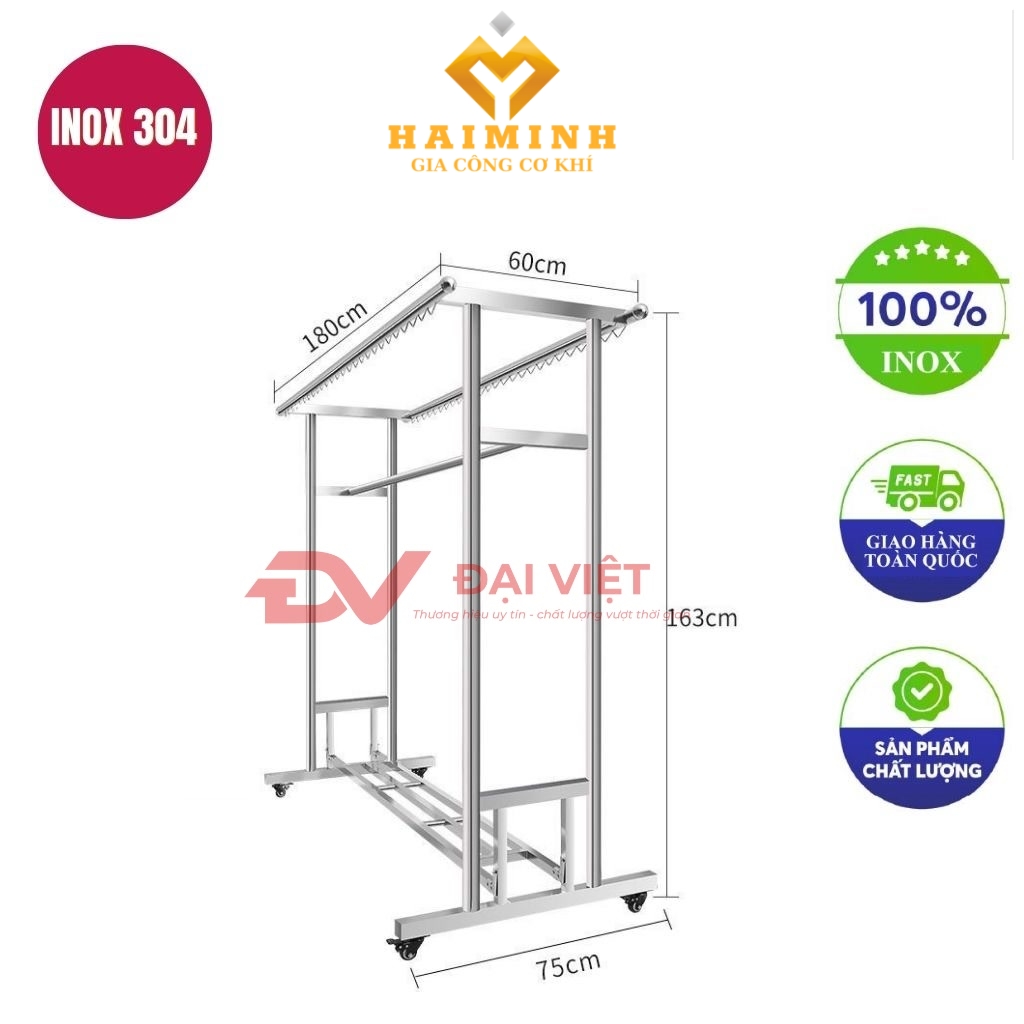 sao treo quan ao inox 180x75x163cm